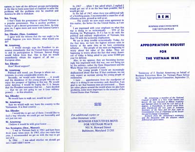 This brochure was one of the brochures that Grinnell Students used when going door-to-door to campaign against the war. 