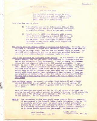 Information on the draft lottery