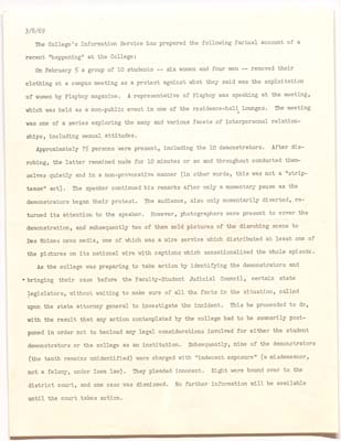 An account of the Playboy incident from the College's information services