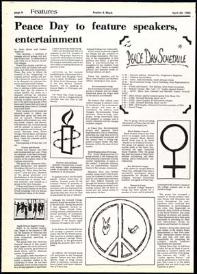 Grinnell College Gay Community organizing talks by Mary Jane Constant and Matthew Adams on Peace Day