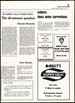 S&B: "An insider's view of South Africa The Divestment Question