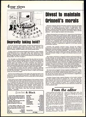 S&B: "Divest to maintain Grinnell's Morals