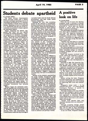 S&B: "Students debate apartheid"