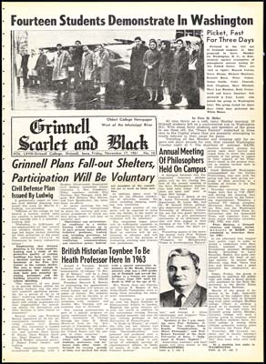 S&B: "•Fourteen Students Demonstrate In Washington"; "A Fast of Support"; "Students Fast to Support 14"; "Student Trip To Washington DC Discussed By Faculty, Students"; "Rally For 'Students To Washington' Draws 300 To Women's Gym Last Friday; Motives Defended"